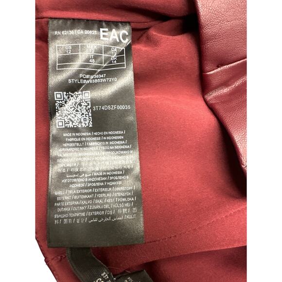 Faux Leather Guess Pants New Burgundy Size 12 - Picture 6 of 7